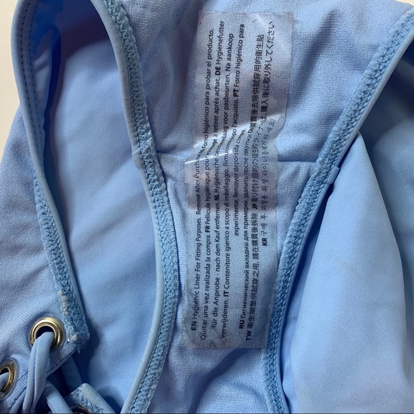 FOREVER 21 HIGH WAISTED BIKINI BOTTOM BLUE LARGE - Picture 4 of 6